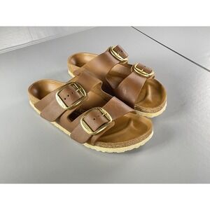 Birkenstock Arizona Big Buckle Sandals Womens Size 8 Brown Leather Brass Narrow